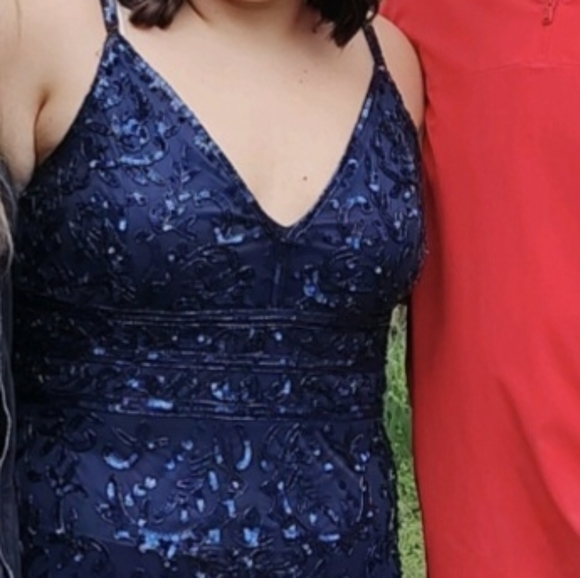 Primavera Couture Blue Sequin Prom Dress